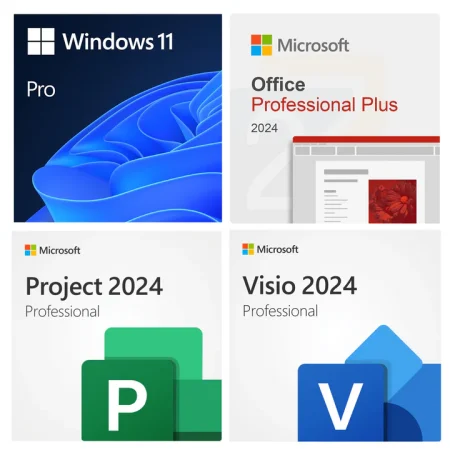 Ultimate Microsoft Professional Bundle: Windows 11 Pro + Office 2024 Pro Plus + Visio & Project 2024 Pro